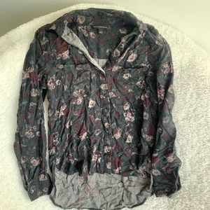 Rock and republic XS dark rose floral pattern button down shirt.